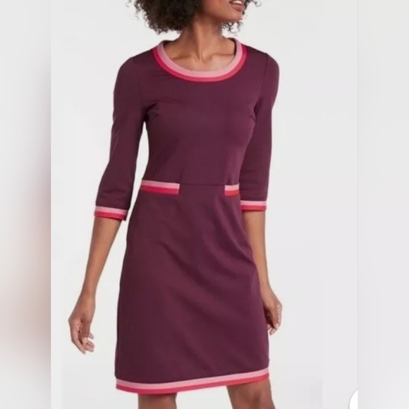 Boden Gloria Ponte Shift Dress In Merlot Retro Shift 6R - Picture 1 of 13